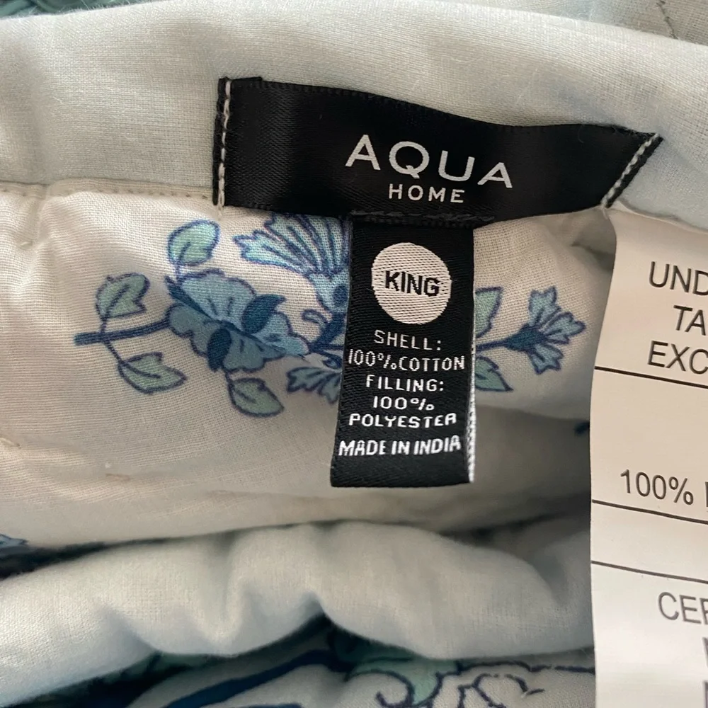Aqua Home Reversible Printed Cotton Quilt Set, King